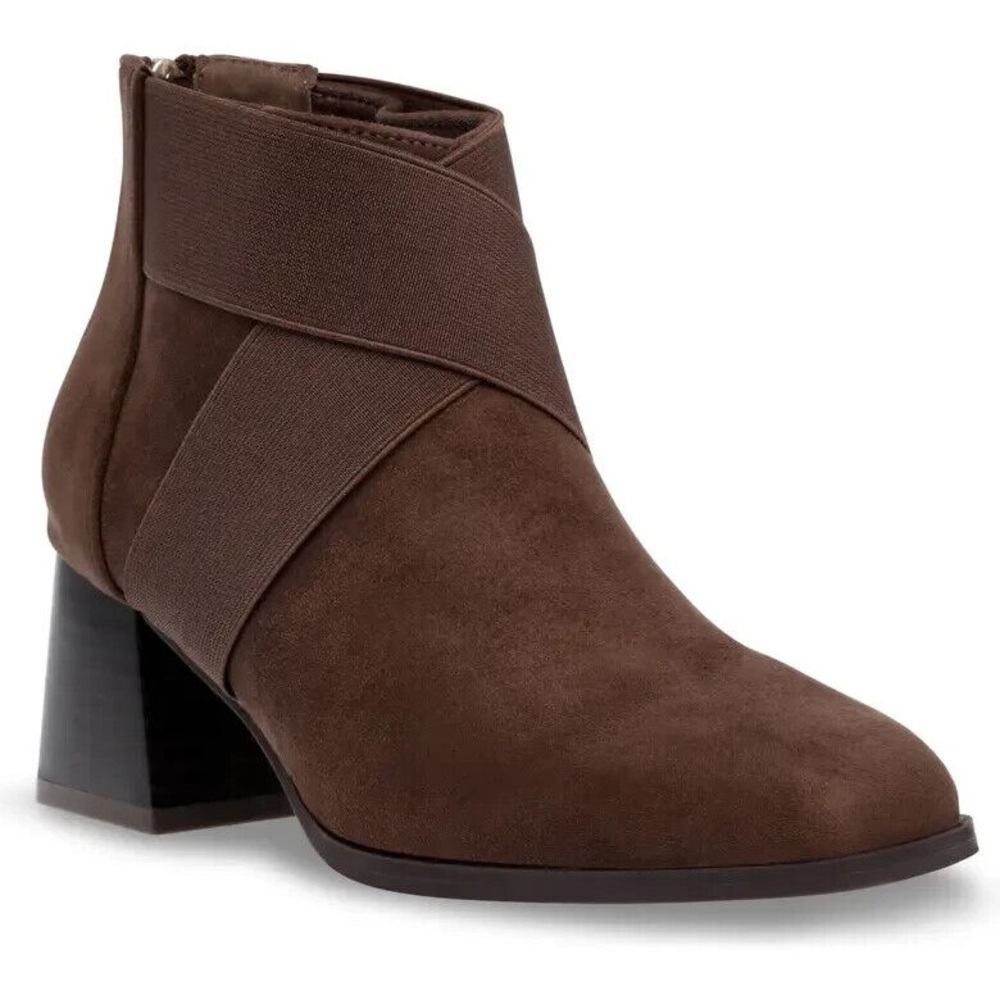 Anne Klein brown Rivka block heel ankle booties NEW